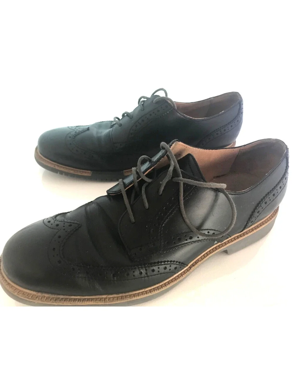 COLE HAAN Grand OS Mens Size 9.5 M Black Leather Wingtip Oxford Dress Shoes